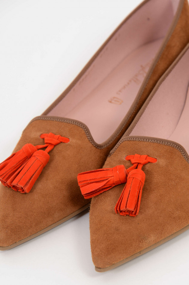 Pretty Ballerinas Loafers aus Veloursleder in Camel/Orange