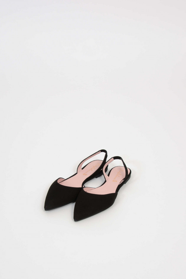 Pretty Ballerinas Slipper aus Veloursleder in Schwarz