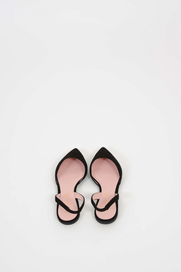 Pretty Ballerinas Slipper aus Veloursleder in Schwarz