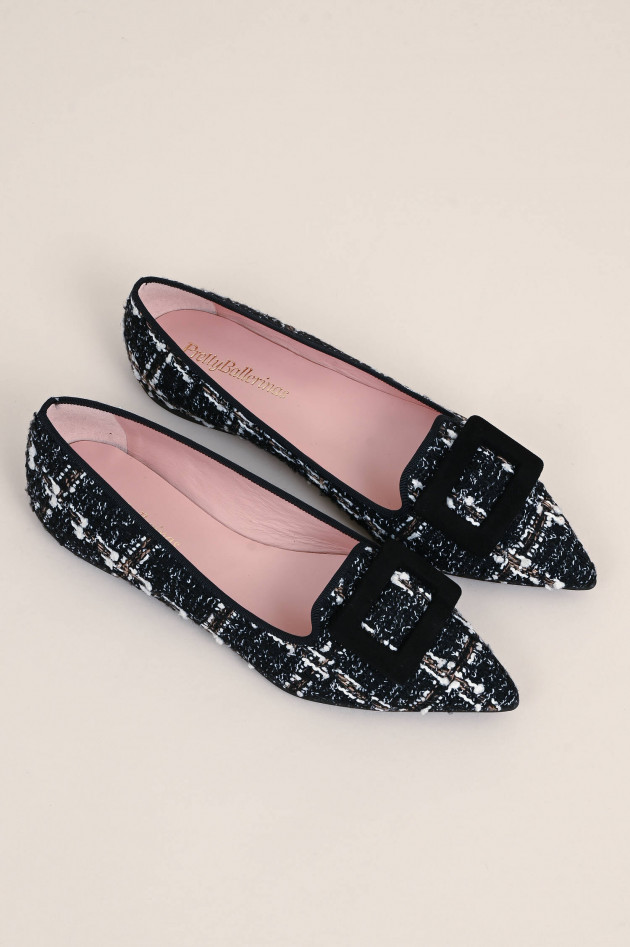 Pretty Ballerinas Tweed Ballerina in Schwarz