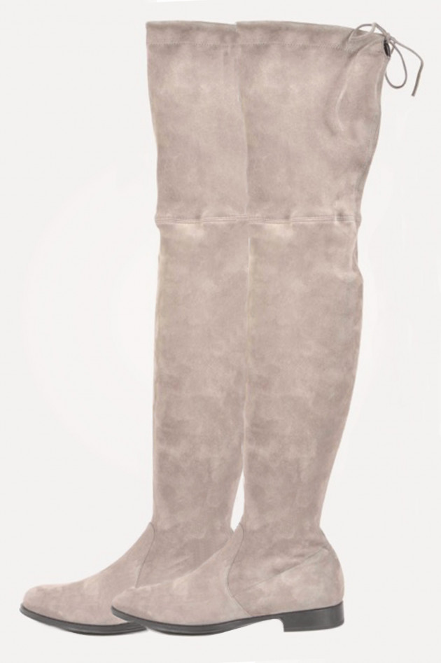 Overknee - Stiefel aus Veloursleder in Grau