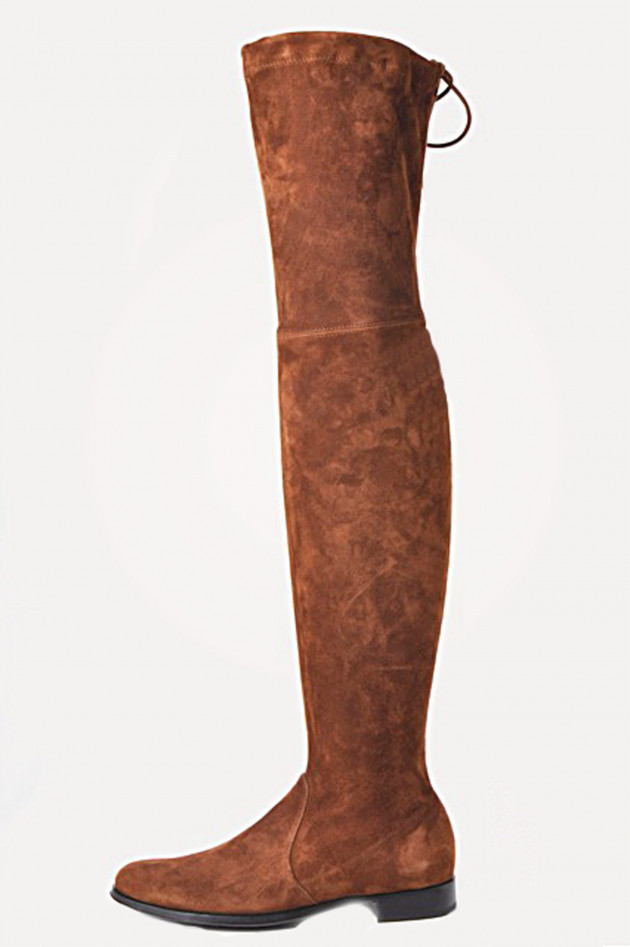 Overknee - Stiefel aus Veloursleder in Cognac