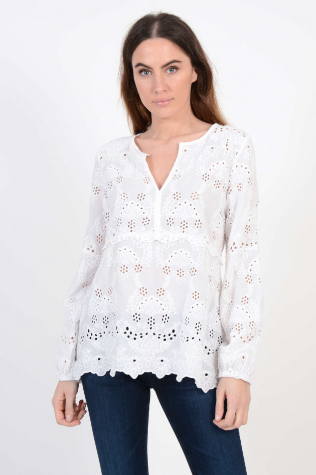 Princess goes Hollywood Oversized-Bluse mit Lochspitze in Weiß