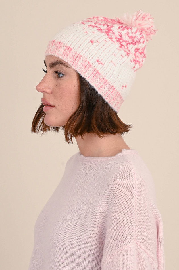 Princess goes Hollywood Beanie mit Pompom in Rosa/Weiß