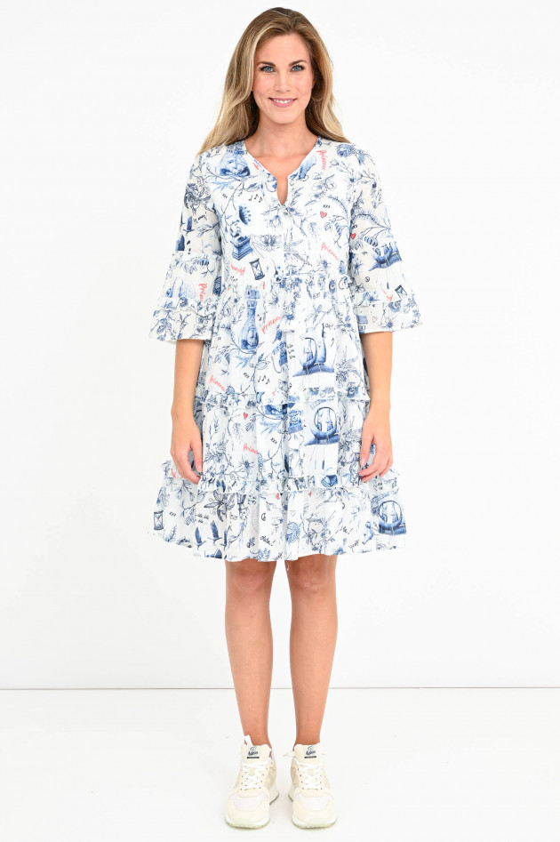 Princess goes Hollywood Kleid mit 'Alice im Wunderland'-Print in Weiß/Blau