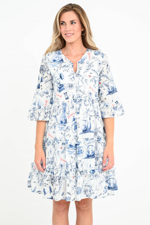 Princess goes Hollywood Kleid mit 'Alice im Wunderland'-Print in Weiß/Blau