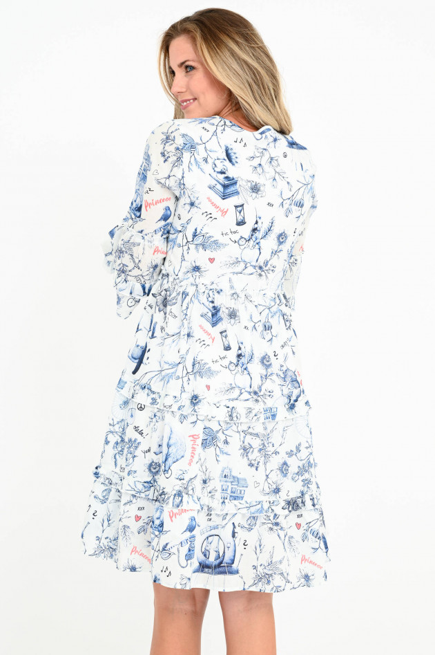 Princess goes Hollywood Kleid mit 'Alice im Wunderland'-Print in Weiß/Blau
