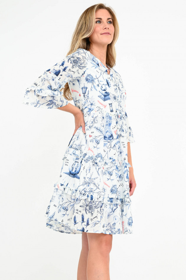 Princess goes Hollywood Kleid mit 'Alice im Wunderland'-Print in Weiß/Blau