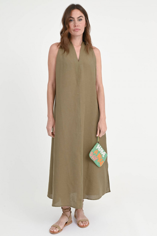 Princess goes Hollywood Leinen-Kleid mit dekorativen Rücken in Khaki