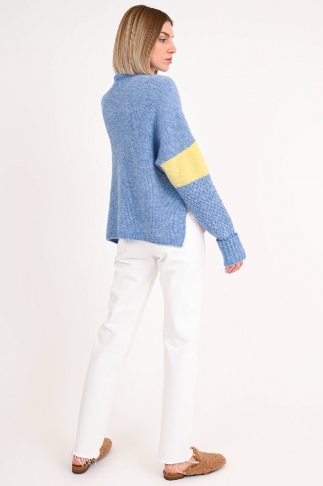 Princess goes Hollywood Patchwork-Strickpullover in Blau/Rosa/Gelb