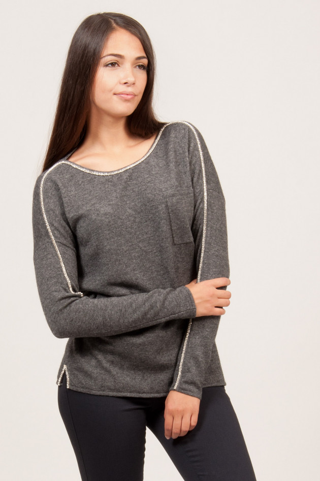 Princess goes Hollywood Pullover mit Schmucksteinbesatz in Grau