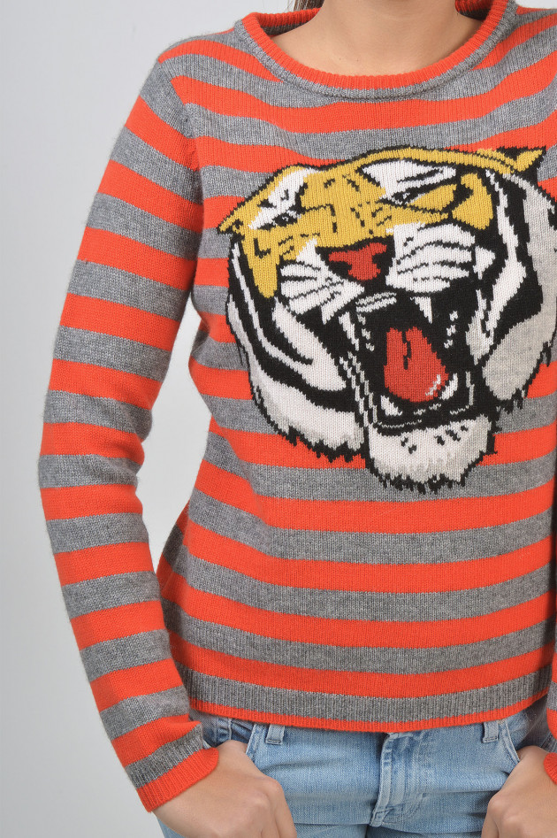 Princess goes Hollywood Pullover mit Tiger in Grau/Orange