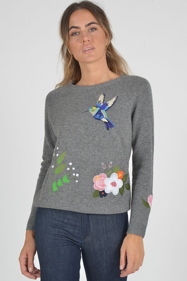 Princess goes Hollywood Pullover mit bunten Stickereien in Grau