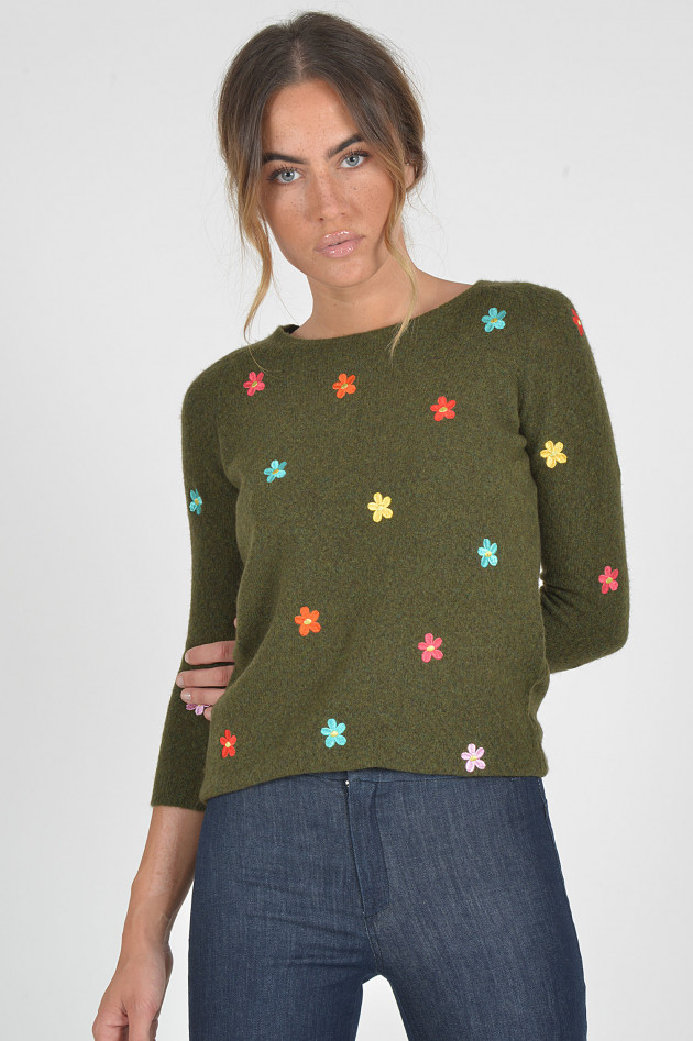 Princess goes Hollywood Pullover FLOWERS in Oliv gemustert