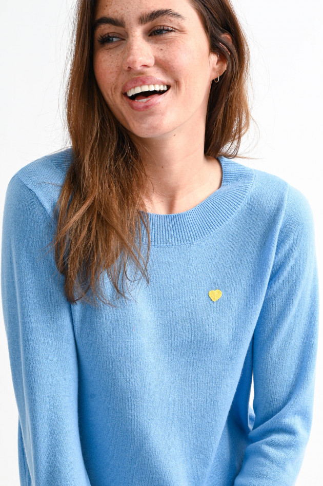 Princess goes Hollywood Cashmere Pullover mit Herz-Stickerei in  Hellblau