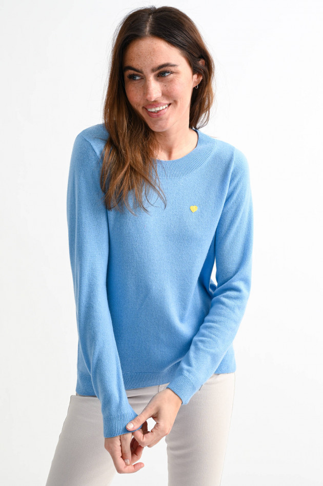 Princess goes Hollywood Cashmere Pullover mit Herz-Stickerei in  Hellblau