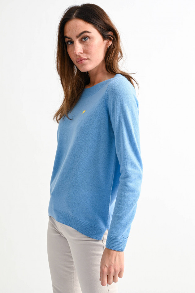 Princess goes Hollywood Cashmere Pullover mit Herz-Stickerei in  Hellblau