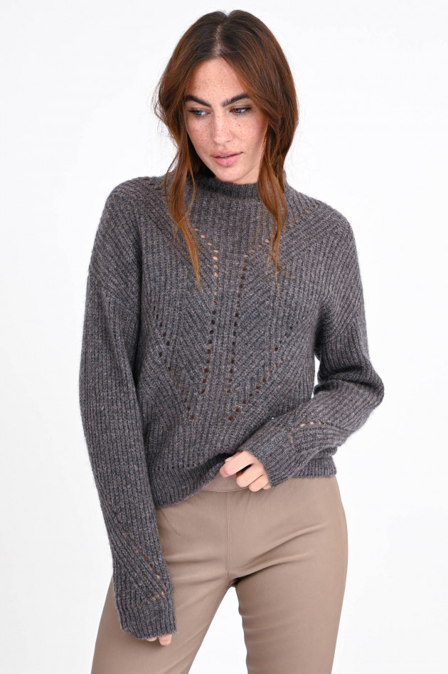 Princess goes Hollywood Lochstrick Pullover in Graubraun