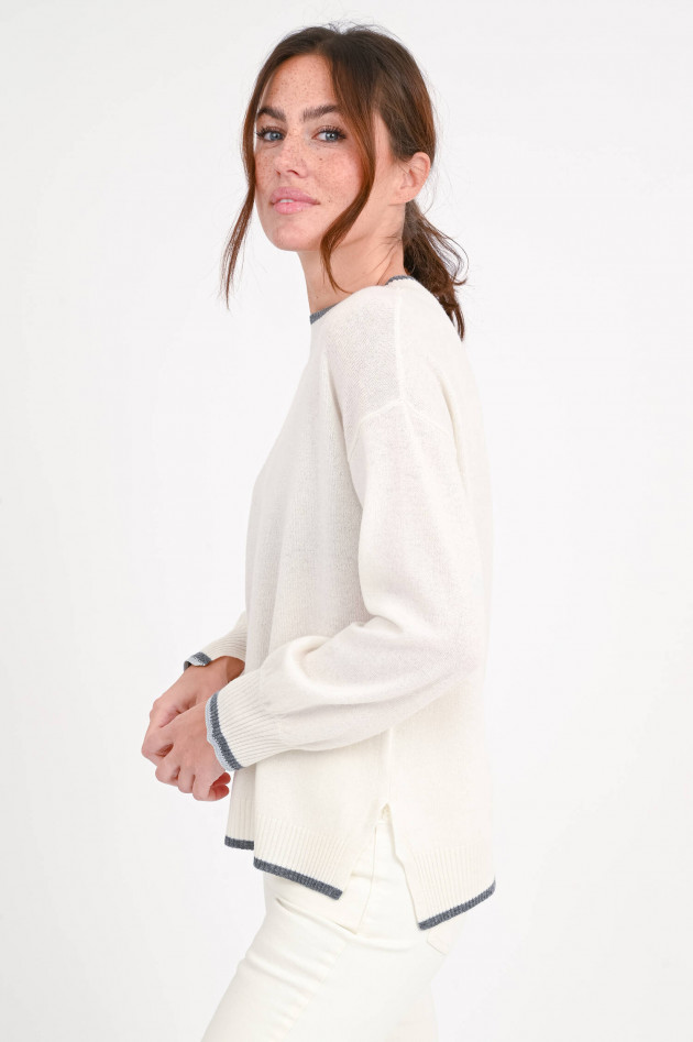 Princess goes Hollywood Pullover mit Kontrastsaum in Creme/Grau