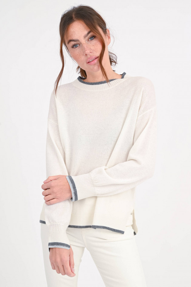 Princess goes Hollywood Pullover mit Kontrastsaum in Creme/Grau
