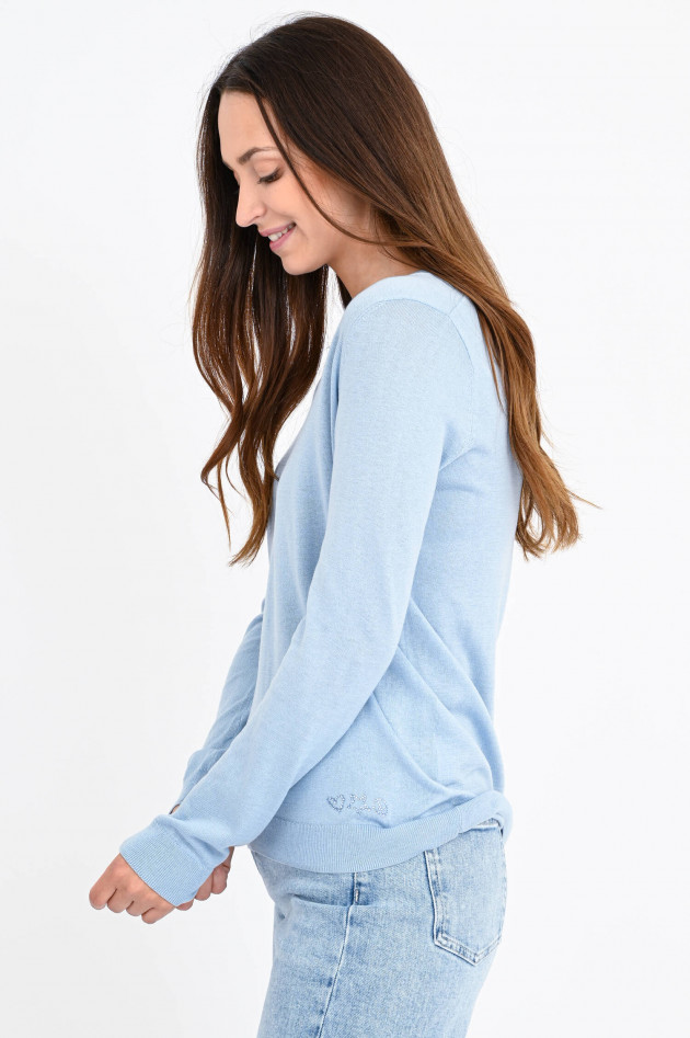 Princess goes Hollywood Pullover aus Seiden-Baumwoll-Mix in Hellblau