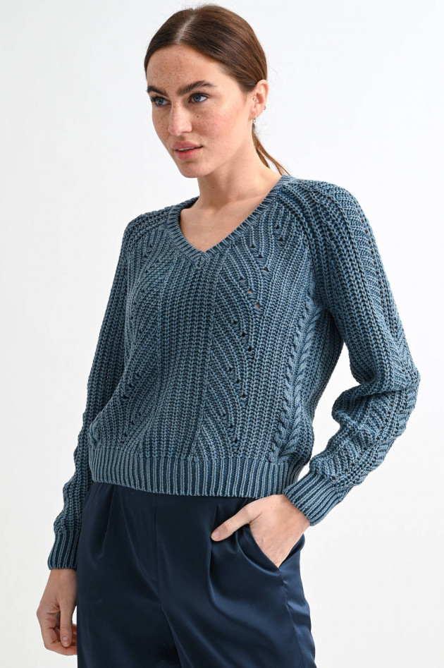 Princess goes Hollywood Srickpullover mit Zopfmuster in Rauchblau