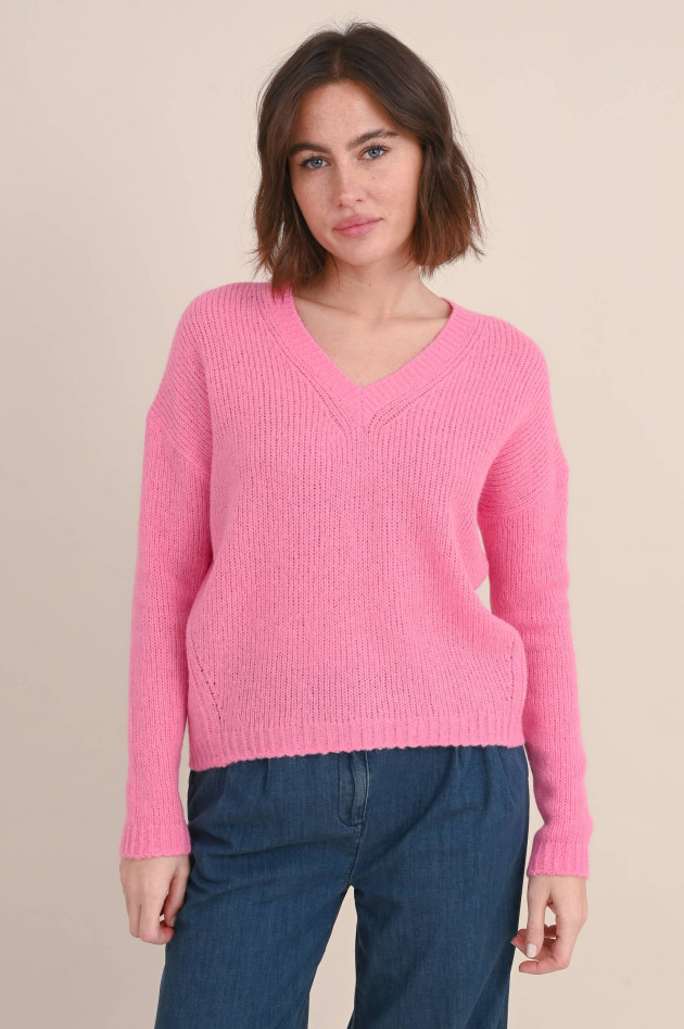 Princess goes Hollywood Wollmix Strickpullover mit V-Neck in Rosa