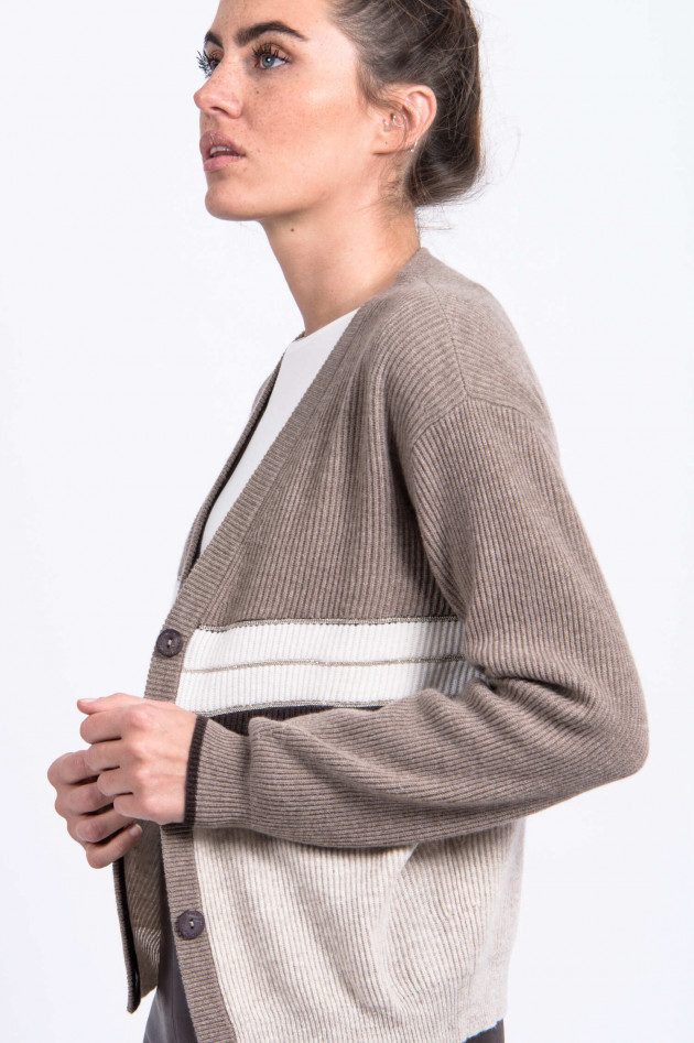 Princess goes Hollywood Wollcardigan mit Schmucksteinbesatz in Beige/Taupe