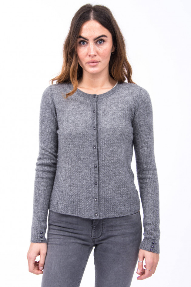 Princess goes Hollywood Strickjacke mit Perlen-Knöpfen in Grau