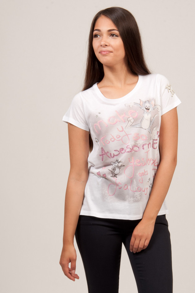 Princess goes Hollywood T-Shirt mit Glitzerelementen in Weiß/Rosa
