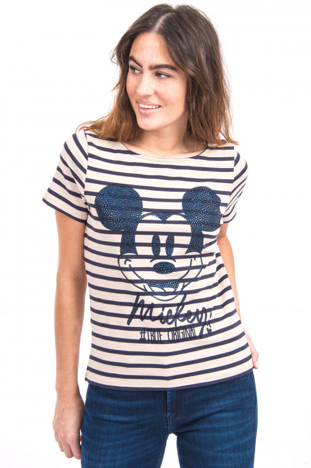 Princess goes Hollywood Gestreiftes Mickey-Mouse Shirt in Sand/Schwarz