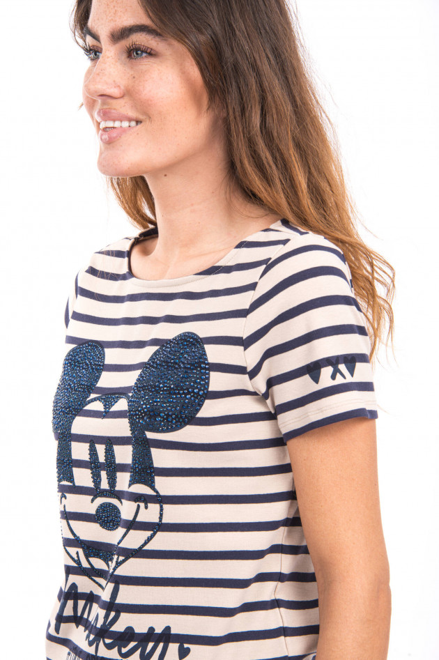 Princess goes Hollywood Gestreiftes Mickey-Mouse Shirt in Sand/Schwarz