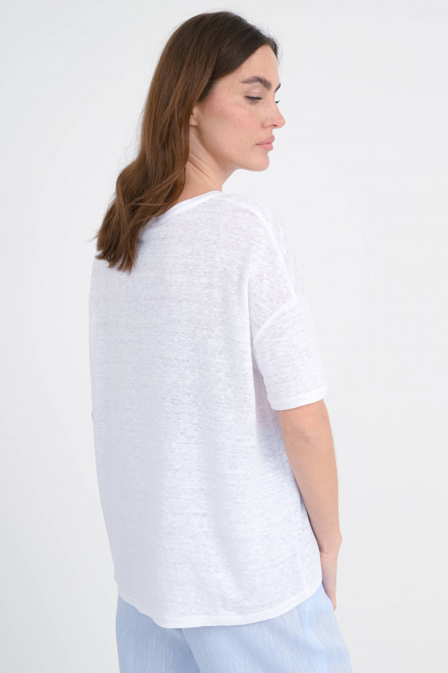 Princess goes Hollywood Oversize-Leinen-Shirt mit Stickerei in Weiß