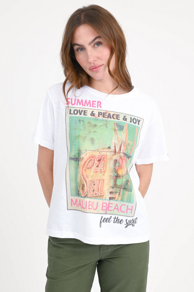 Princess goes Hollywood T-Shirt mit Malibu-Print und Glitzer in Weiß/Multi