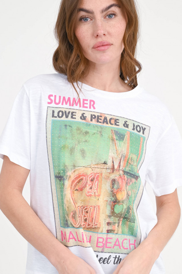 Princess goes Hollywood T-Shirt mit Malibu-Print und Glitzer in Weiß/Multi