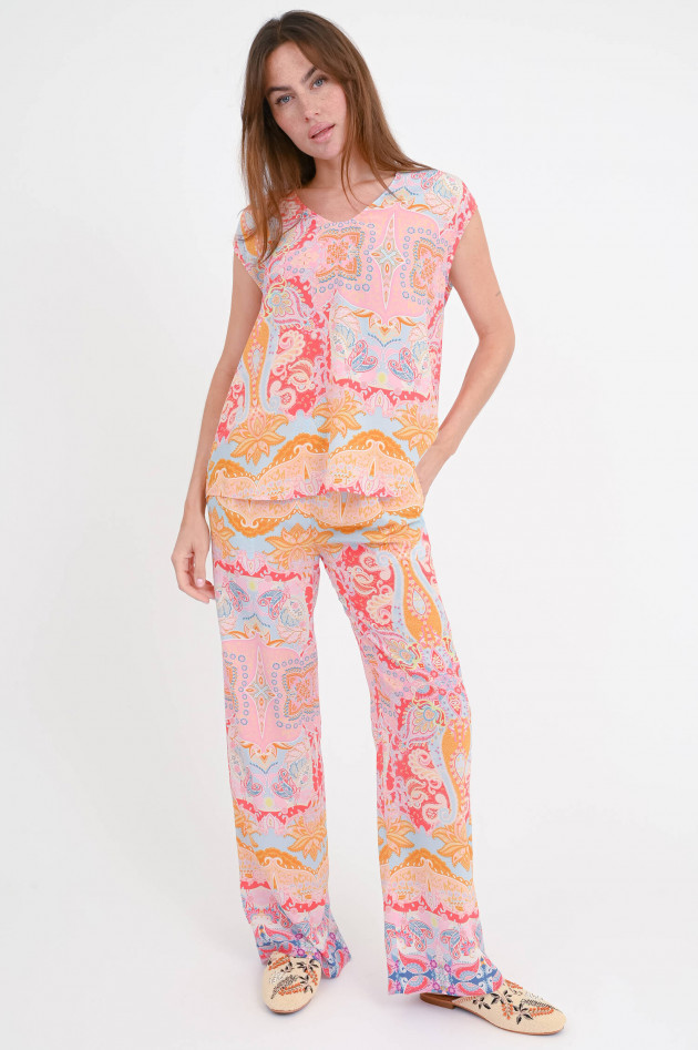 Princess goes Hollywood Seiden-Bluse mit All-Over-Print in Multicolor