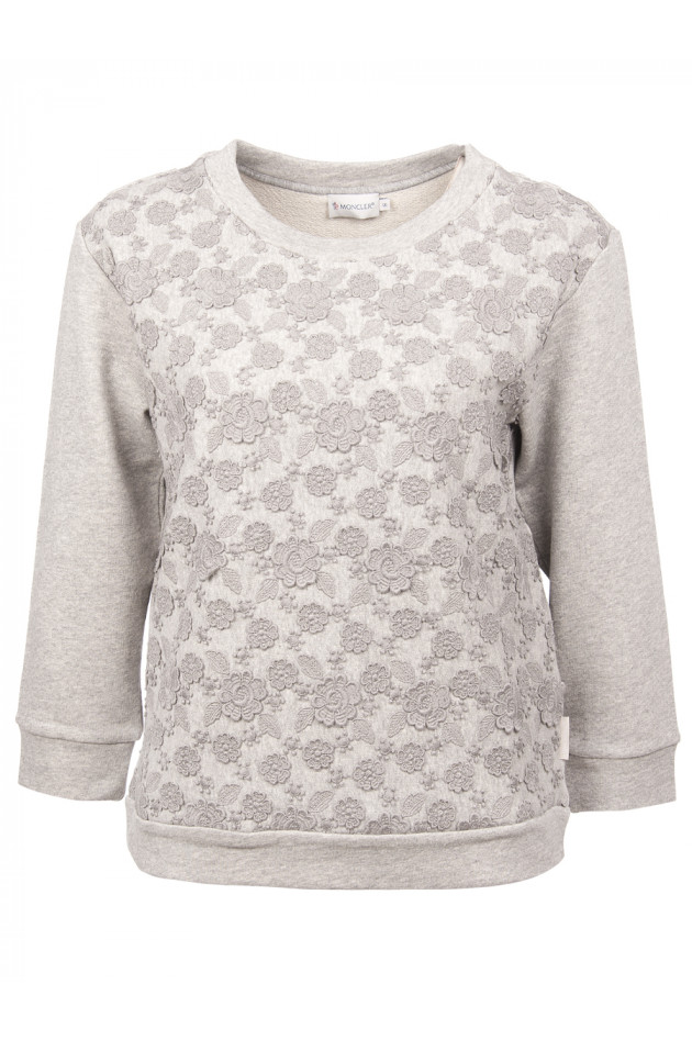 Moncler Pullover mit Spitzenblumen in Grau