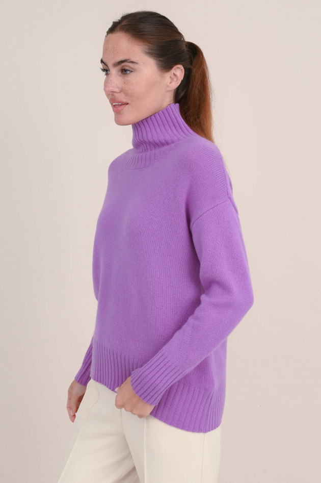 Purotatto Cashmere Pullover mit Stehkragen in Violett