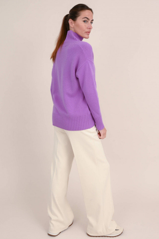 Purotatto Cashmere Pullover mit Stehkragen in Violett