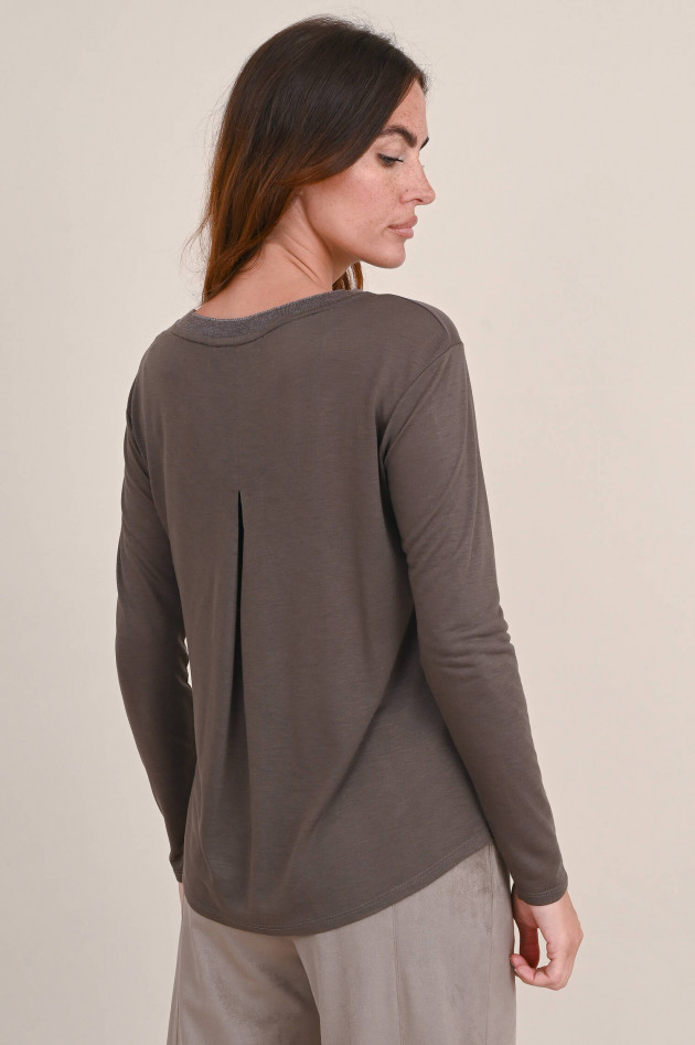 Purotatto Langarm Shirt aus Milchfasern in Dunkelbraun