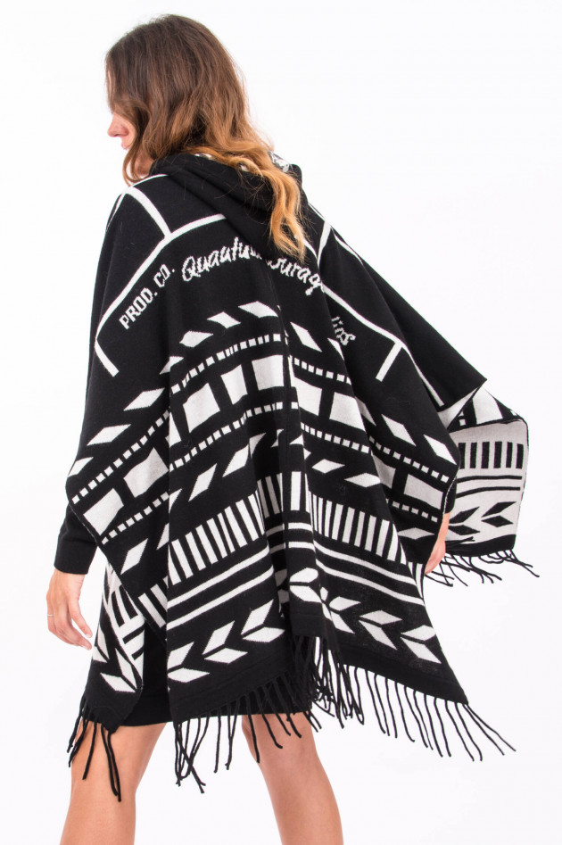 Quantum Courage Hochwertiger Poncho in Schwarz/Weiß