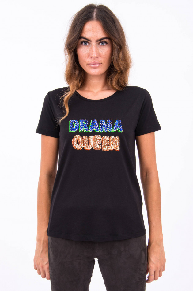 Quantum Courage Baumwoll-Mix T-Shirt mit Schriftzug in Schwarz