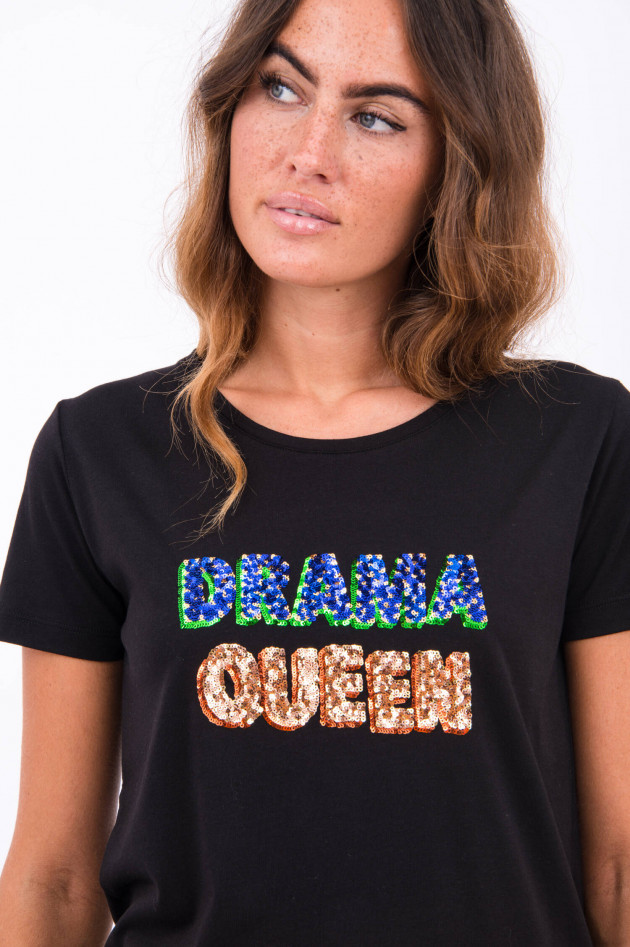 Quantum Courage Baumwoll-Mix T-Shirt mit Schriftzug in Schwarz