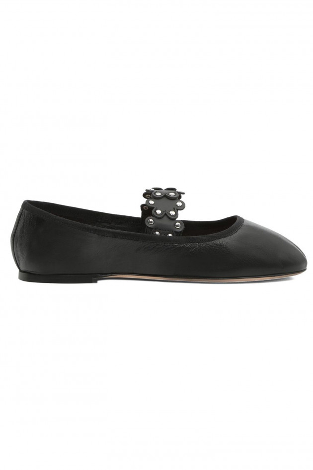 Red Valentino Ballerina mit Blumenband in Schwarz