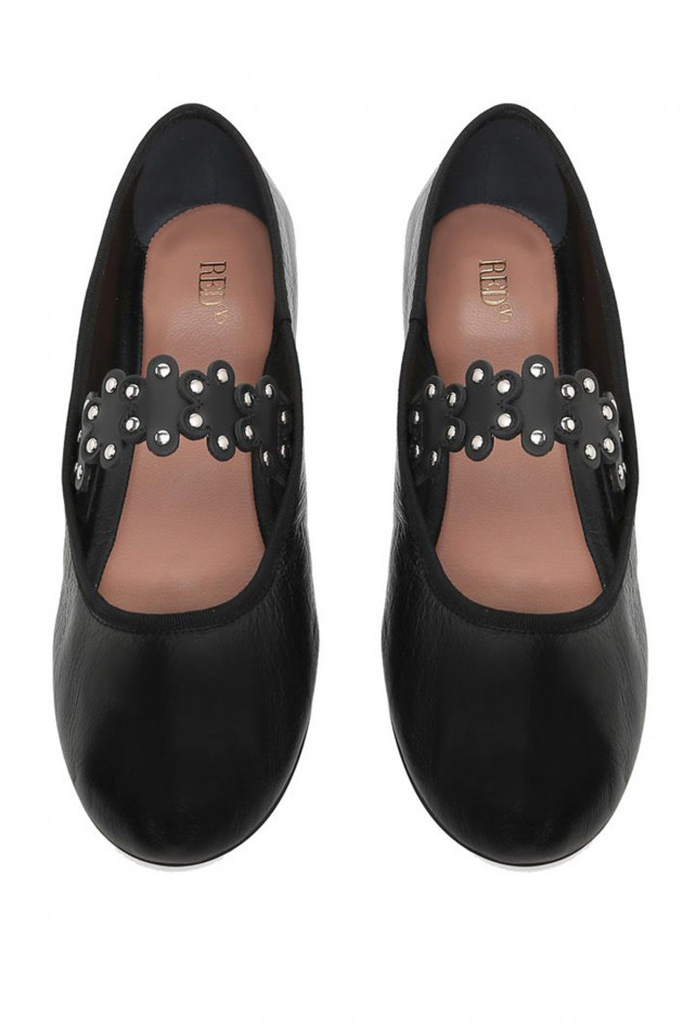 Red Valentino Ballerina mit Blumenband in Schwarz