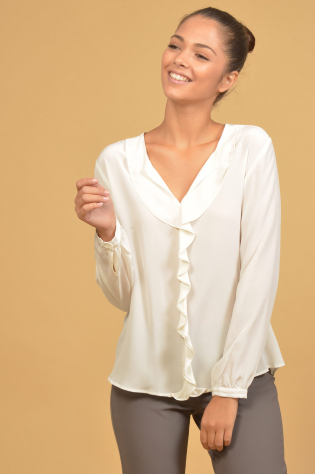 Repeat Seidenbluse mit Volant in Cream