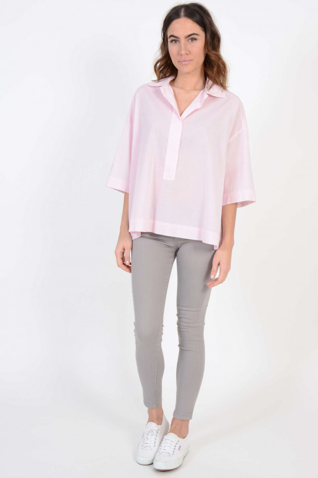 Repeat Oversized - Bluse in Rosa/Weiß gestreift