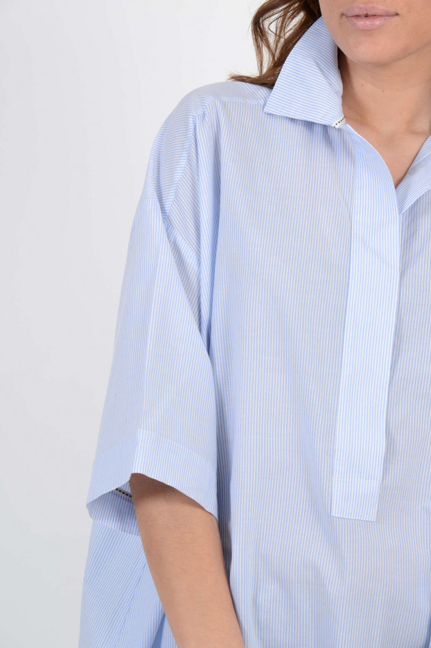 Repeat Oversized - Bluse in Blau/Weiß gestreift