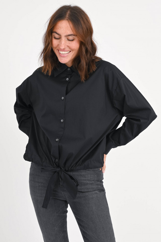 Repeat Oversize Bluse zum Binden in Schwarz