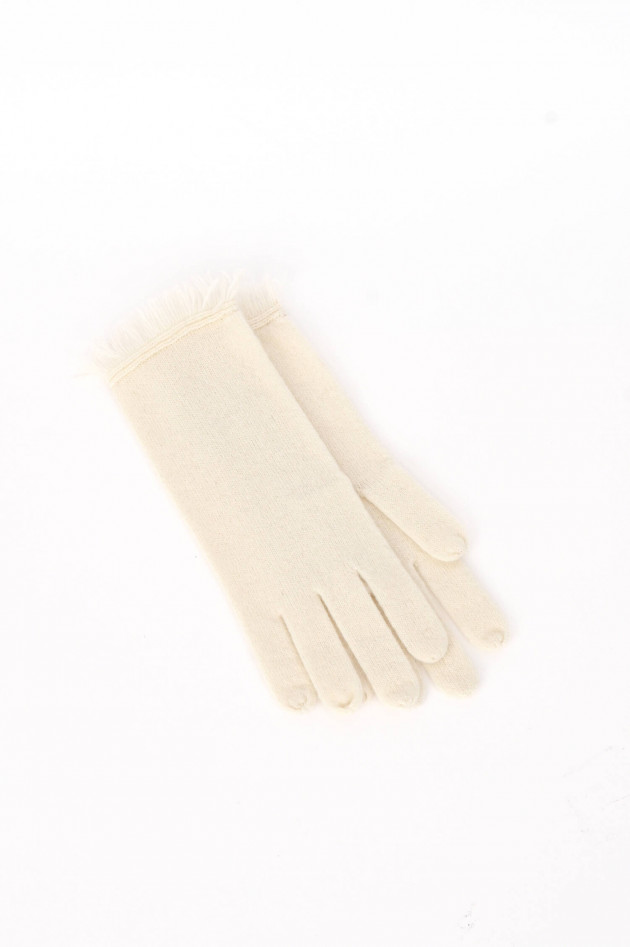 Repeat Kaschmir Strick-Handschuhe in Creme